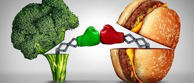 comida útil e prejudicial